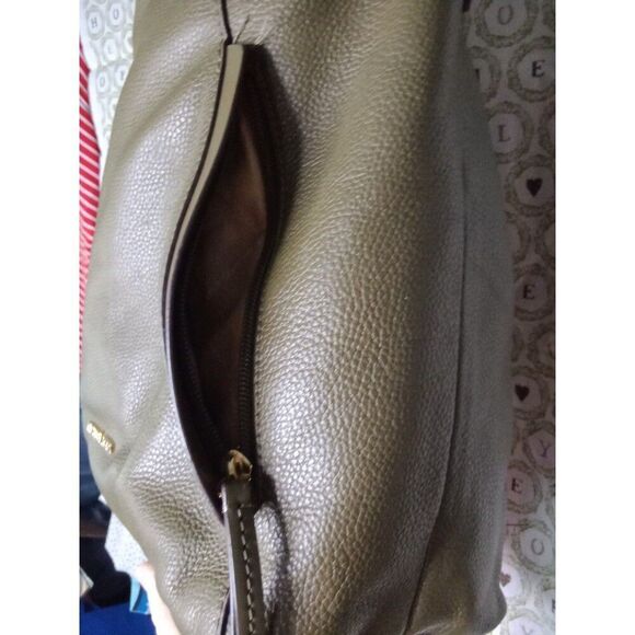 Michael Kors 38H9CZUH7L Evie Pebbled Leather Shoulder Bag Green - Picture 3 of 11